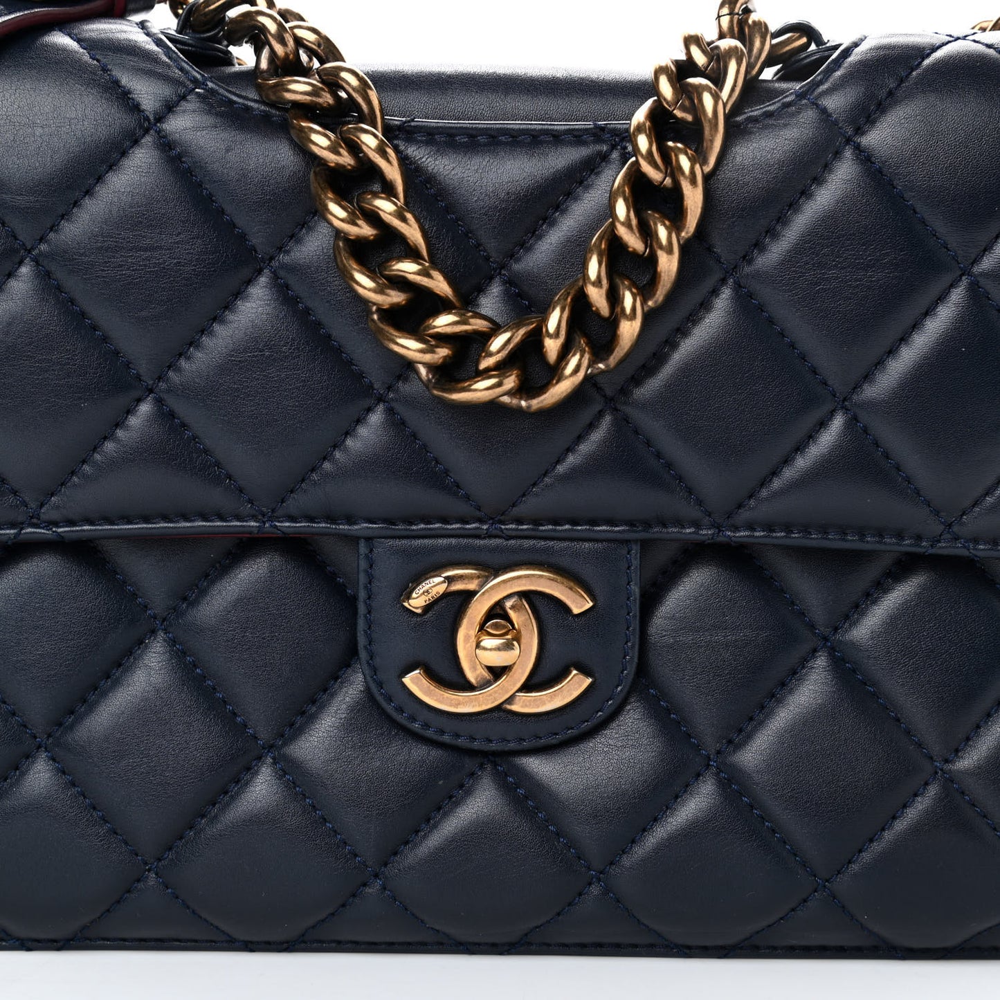 Calfskin Quilted Large Perfect Edge Flap Black