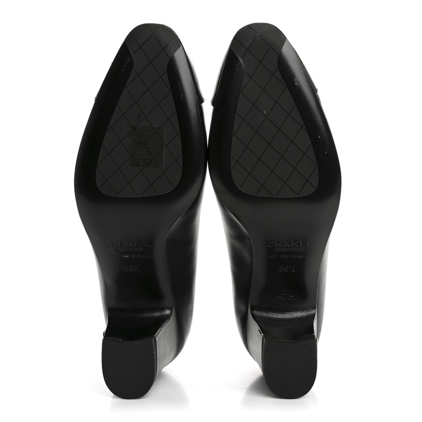 Lambskin Cap Toe CC Uniform Pumps 36.5 Black