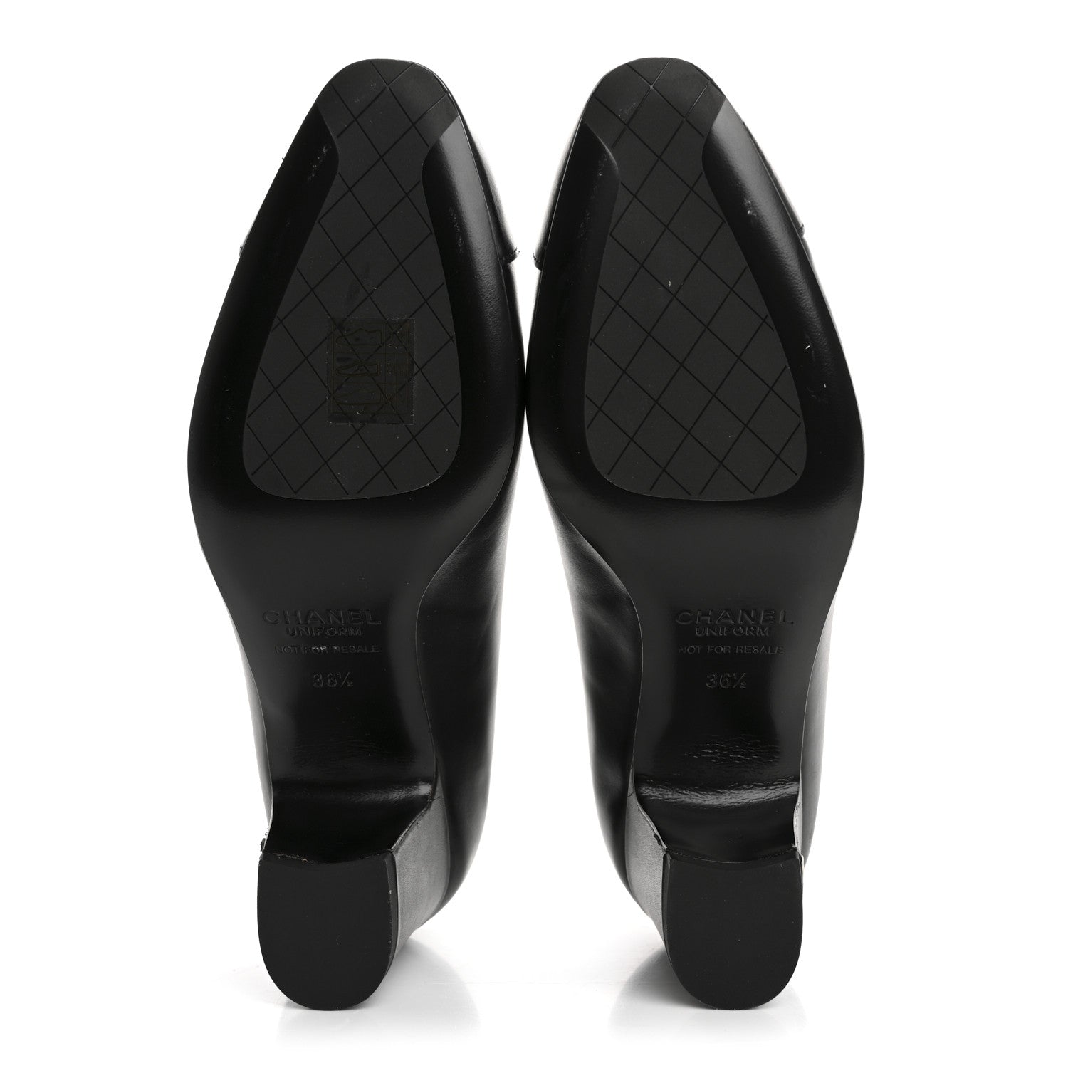 Chanel Lambskin Cap Toe CC Uniform Pumps 36.5 Black 6 of 10