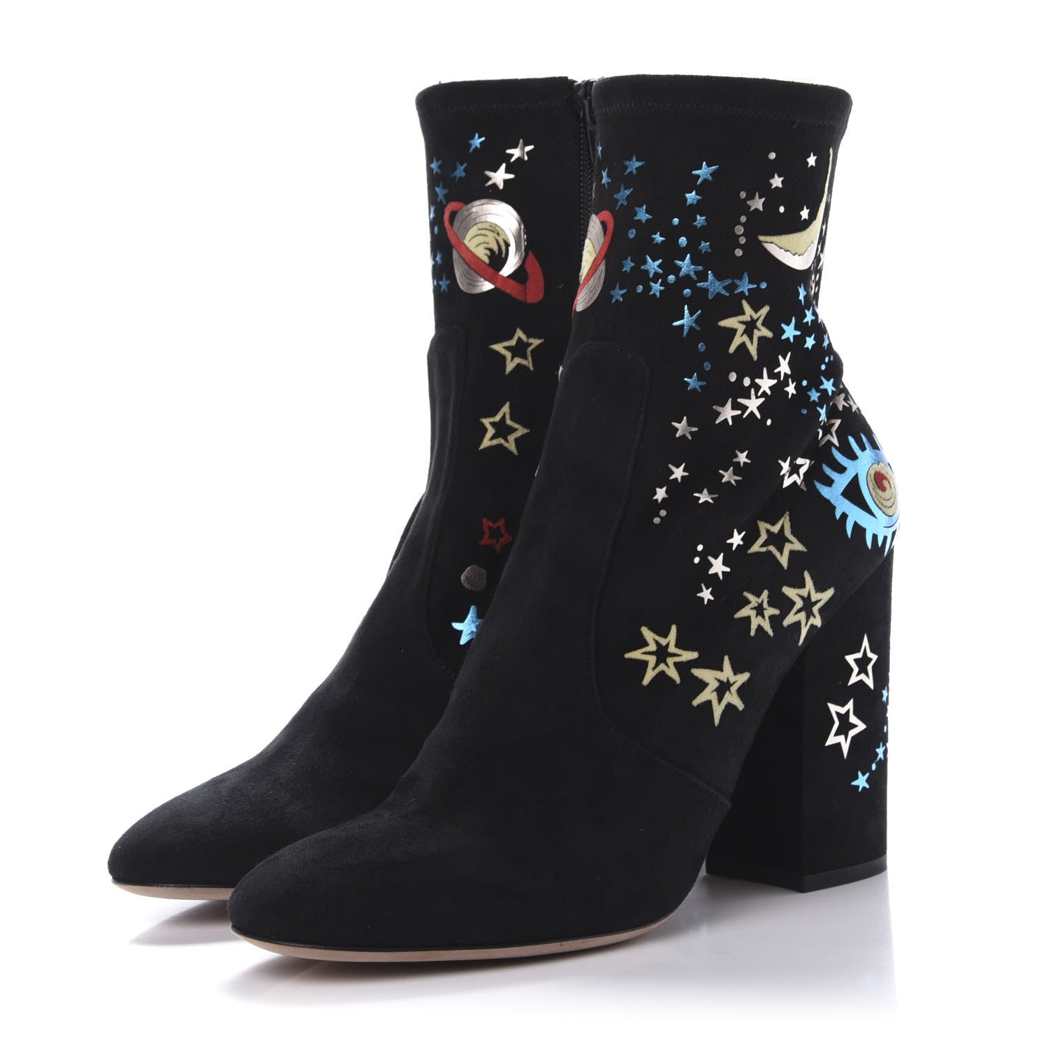 Valentino Garavani Suede Stretch Astro Couture 100mm Ankle Boots 40 Black 3 of 9