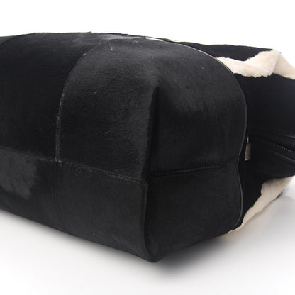 Fendi Rabbit Fur Calf Hair Pequin Weekender Bag Black White 7 of 8