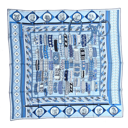 Hermes Silk Carre Wash Colliers de Chiens Scarf 90 Bleu Jean Cobalt 1 of 5