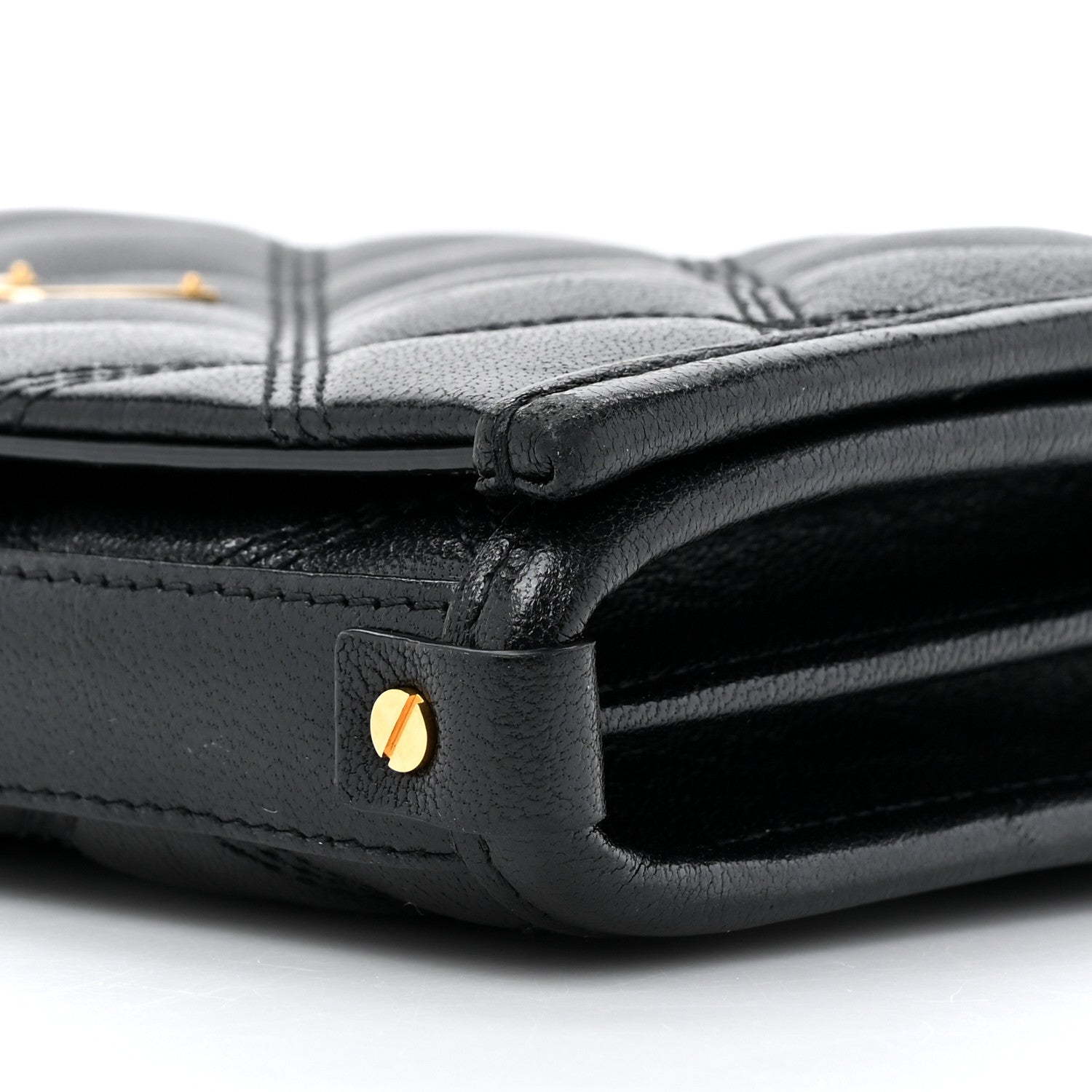 Saint Laurent Lambskin Diamond Quilted Becky Chain Wallet Black 9 of 13