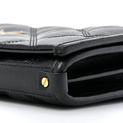 Saint Laurent Lambskin Diamond Quilted Becky Chain Wallet Black 9 of 13