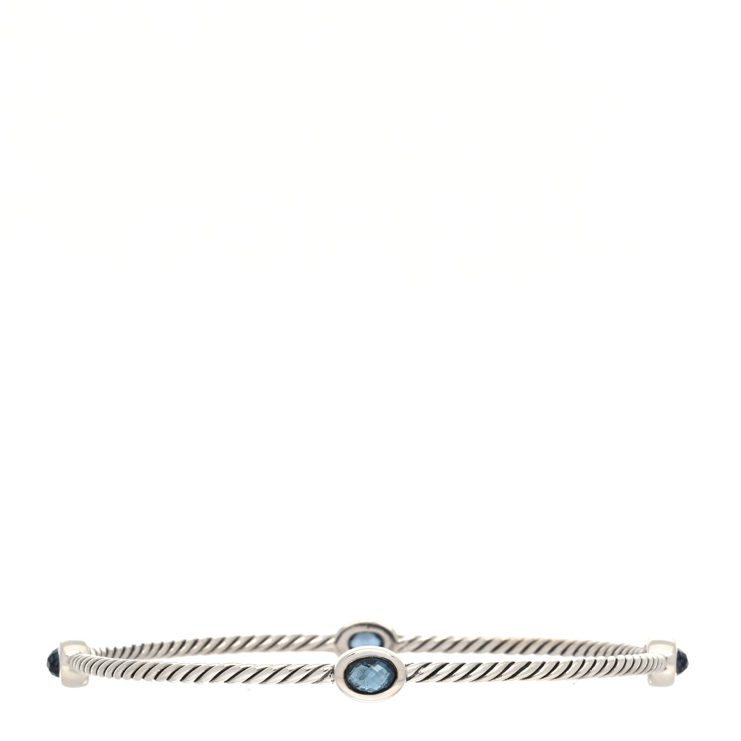 Sterling Silver Blue Topaz 3mm Color Classics Four Station Bangle Bracelet