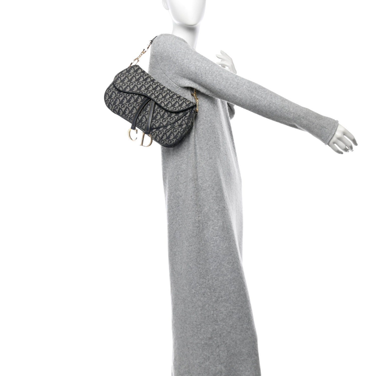 Christian Dior Monogram Double Saddle Bag Navy Blue 2 of 10