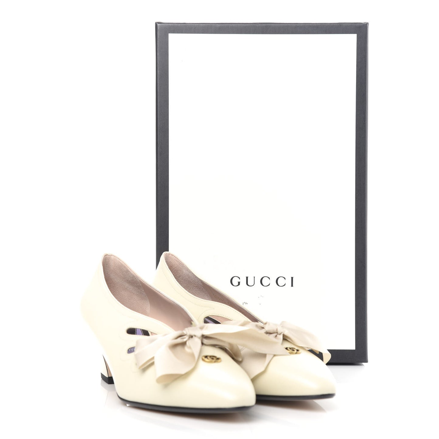 Malaga Kid Bow Berith Low Heel Pumps 38 Vintage White