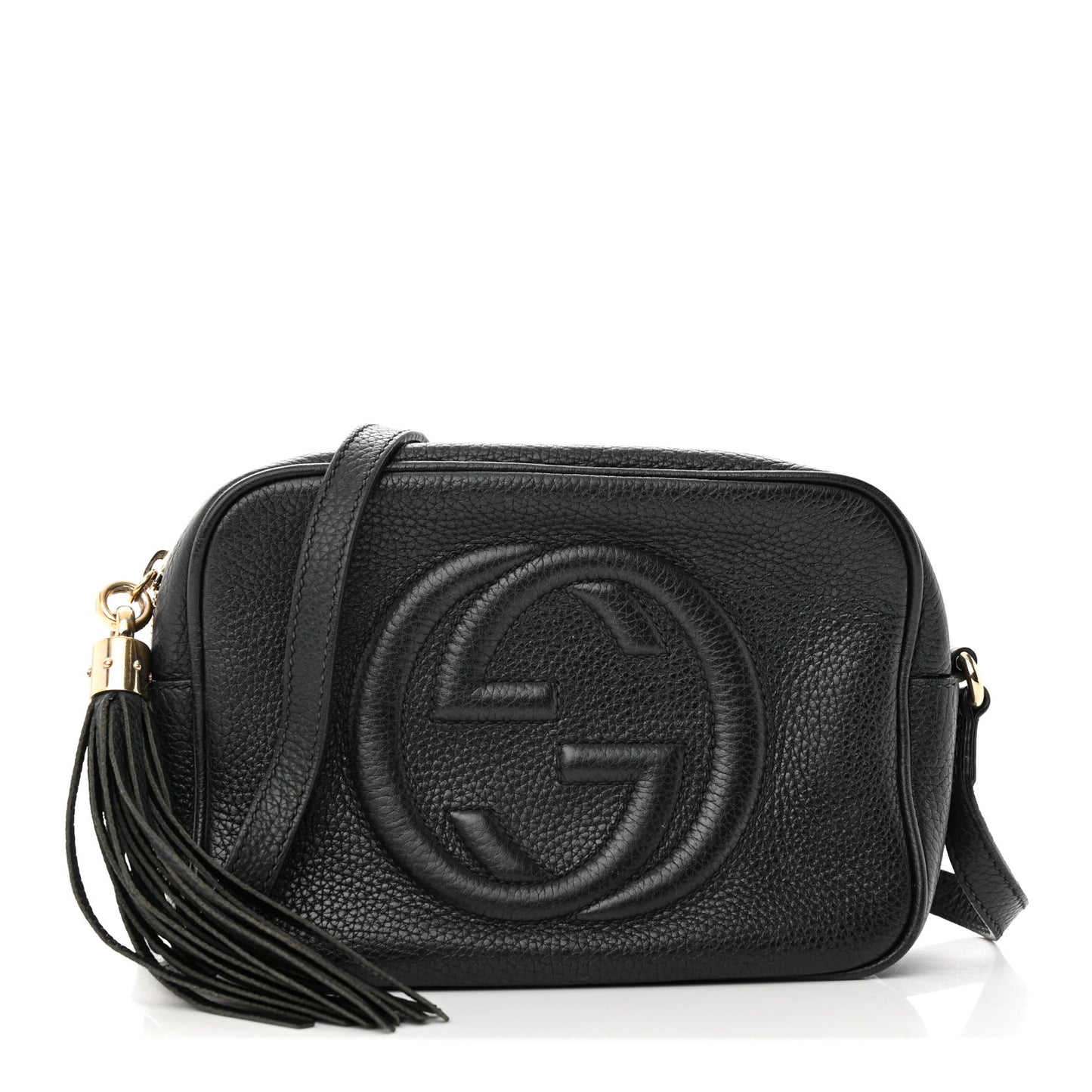 Pebbled Calfskin Small Soho Disco Bag Black