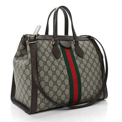 Gucci GG Supreme Monogram Web Medium Ophidia Tote Bag Brown 2 of 10