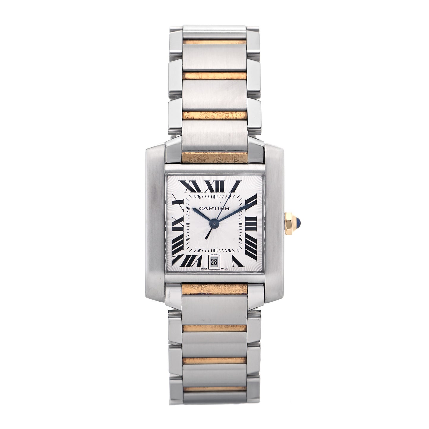Stainless Steel 18K Yellow Gold 28mm Tank Francaise Automatic Watch