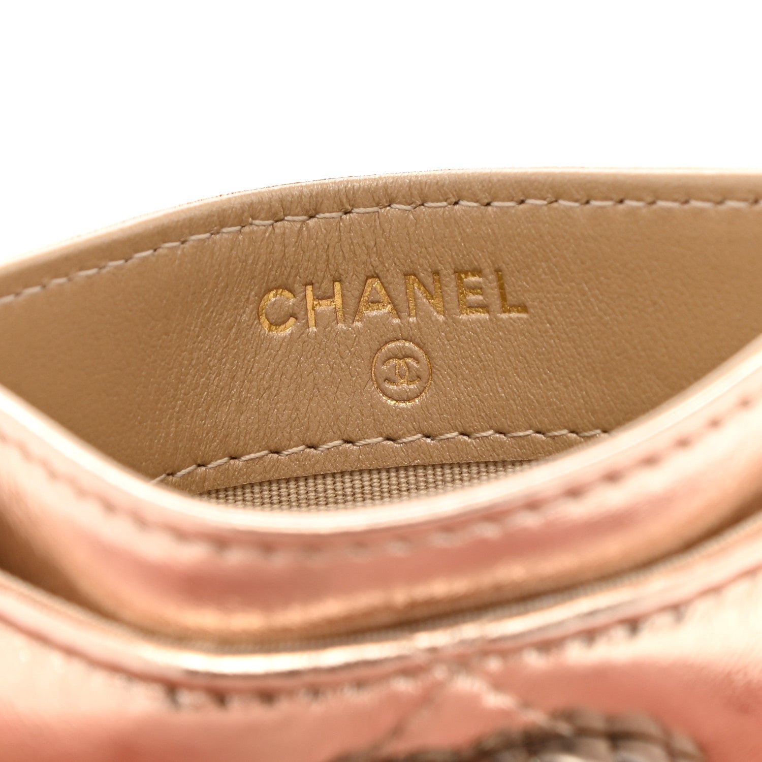 Chanel Metallic Lambskin Quilted Chanel 19 Card Holder Gold 5 of 8