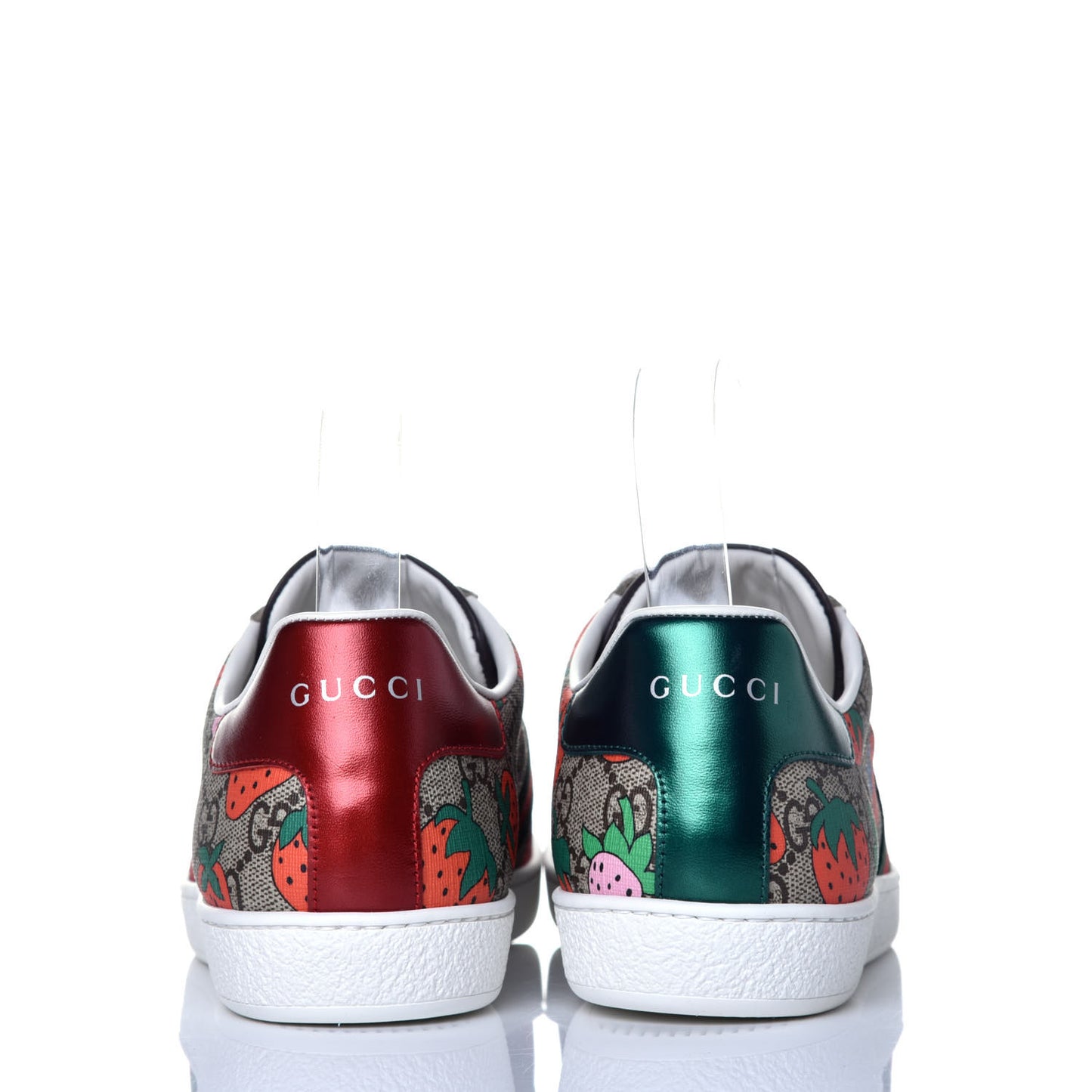 GG Supreme Monogram Strawberry Web Womens Ace Sneakers 39 Beige Multicolor Red Green