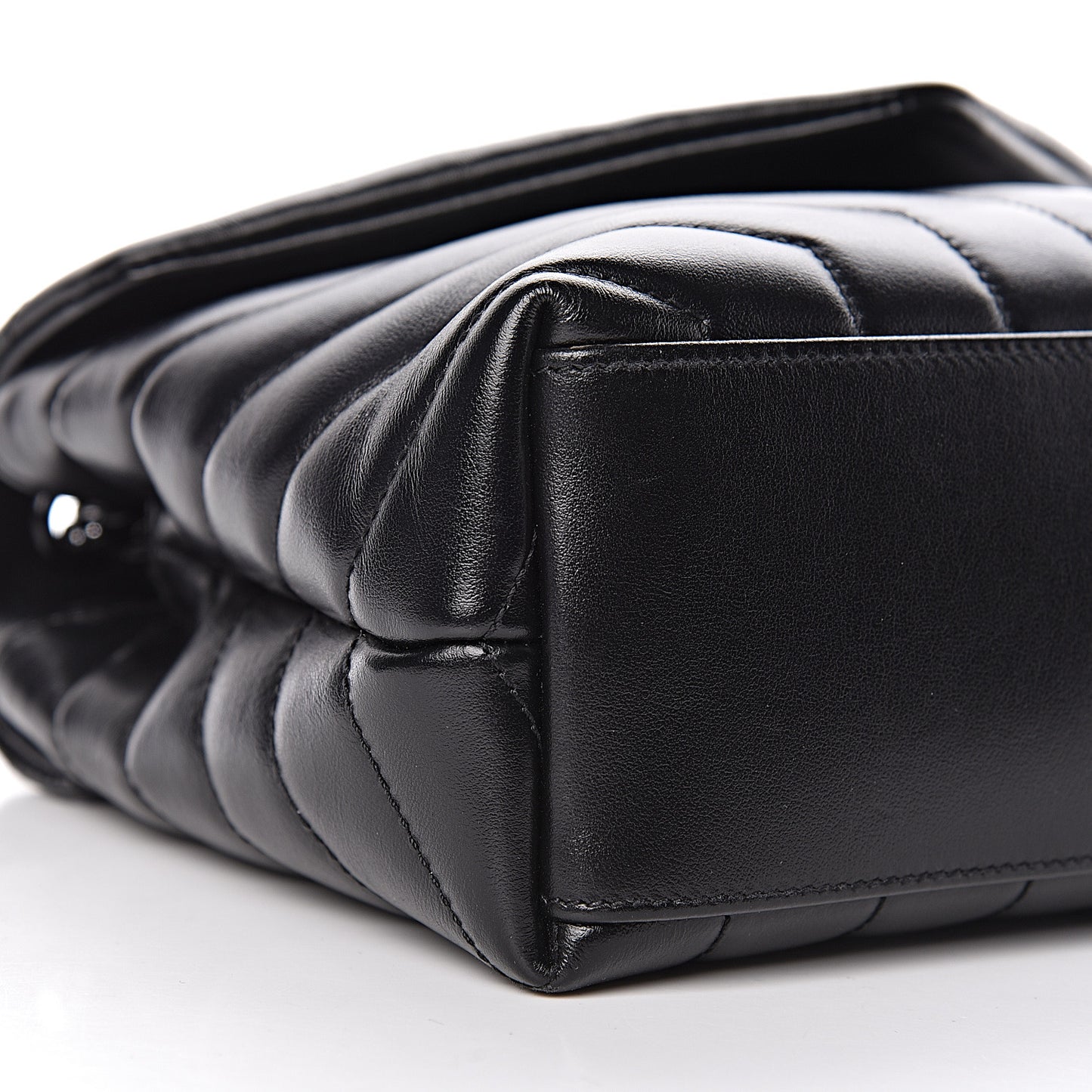 Calfskin Y Quilted Monogram Small Loulou Chain Satchel Black