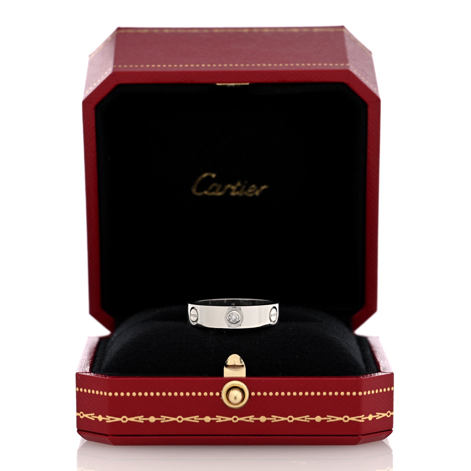 Cartier 18K White Gold 3 Diamond 5.5mm LOVE Ring 58 8.5 5 of 5
