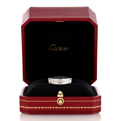 Cartier 18K White Gold 3 Diamond 5.5mm LOVE Ring 58 8.5 5 of 5