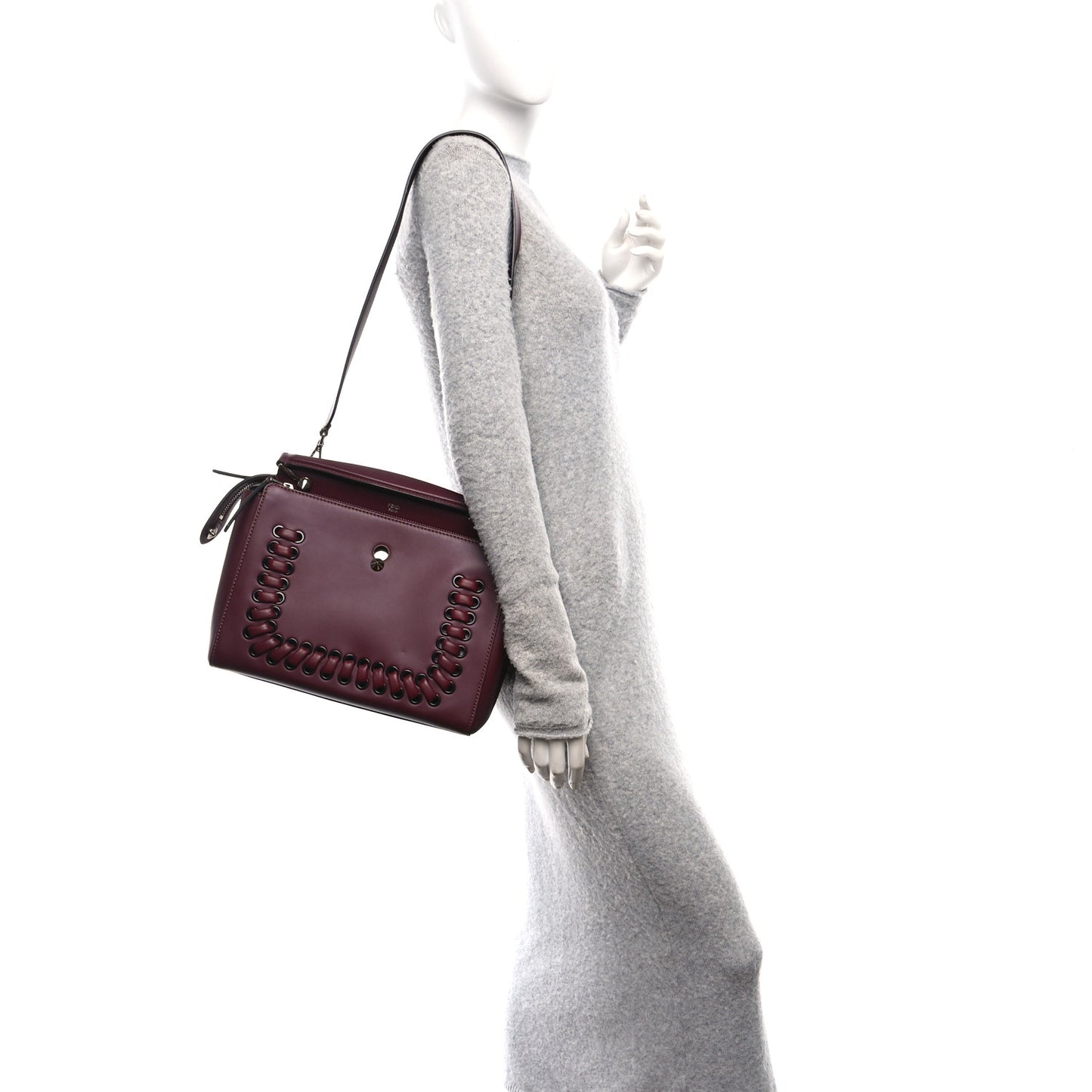 Vitello Baltico Dolce Shiny Nappa Lace Up DotCom Satchel Bordeaux