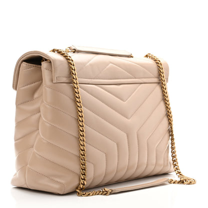 Saint Laurent Calfskin Y Quilted Monogram Medium Loulou Chain Satchel Dark Beige 3 of 10