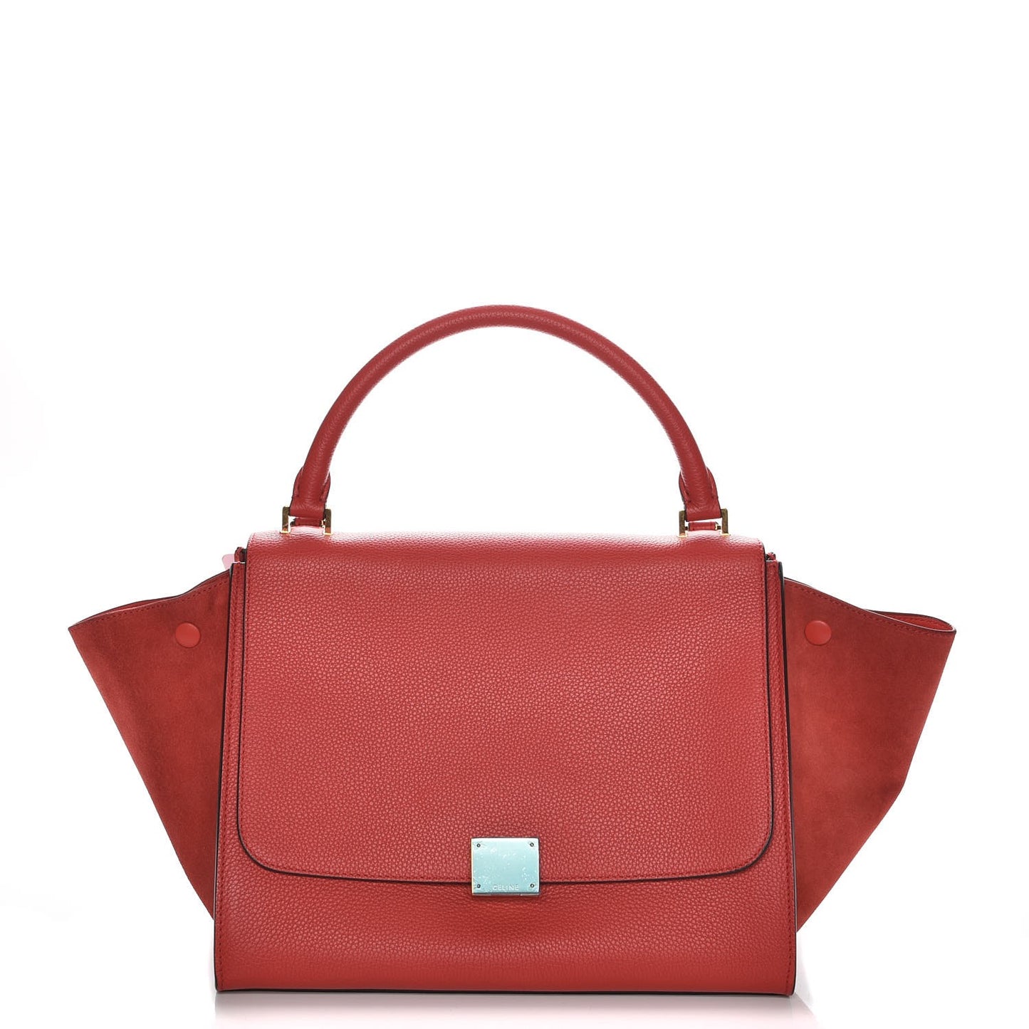 Drummed Calfskin Suede Medium Trapeze Coquelicot
