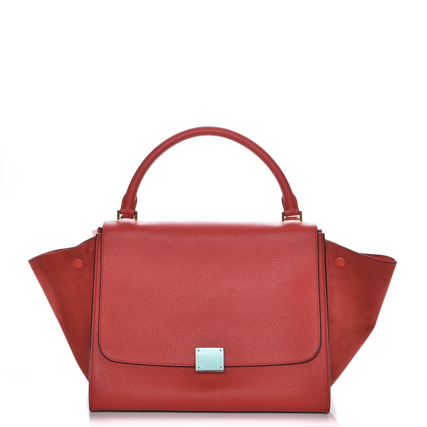 Celine Drummed Calfskin Suede Medium Trapeze Coquelicot 1 of 7