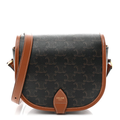 Celine Triomphe Canvas Medium Folco Bag Tan 1 of 9