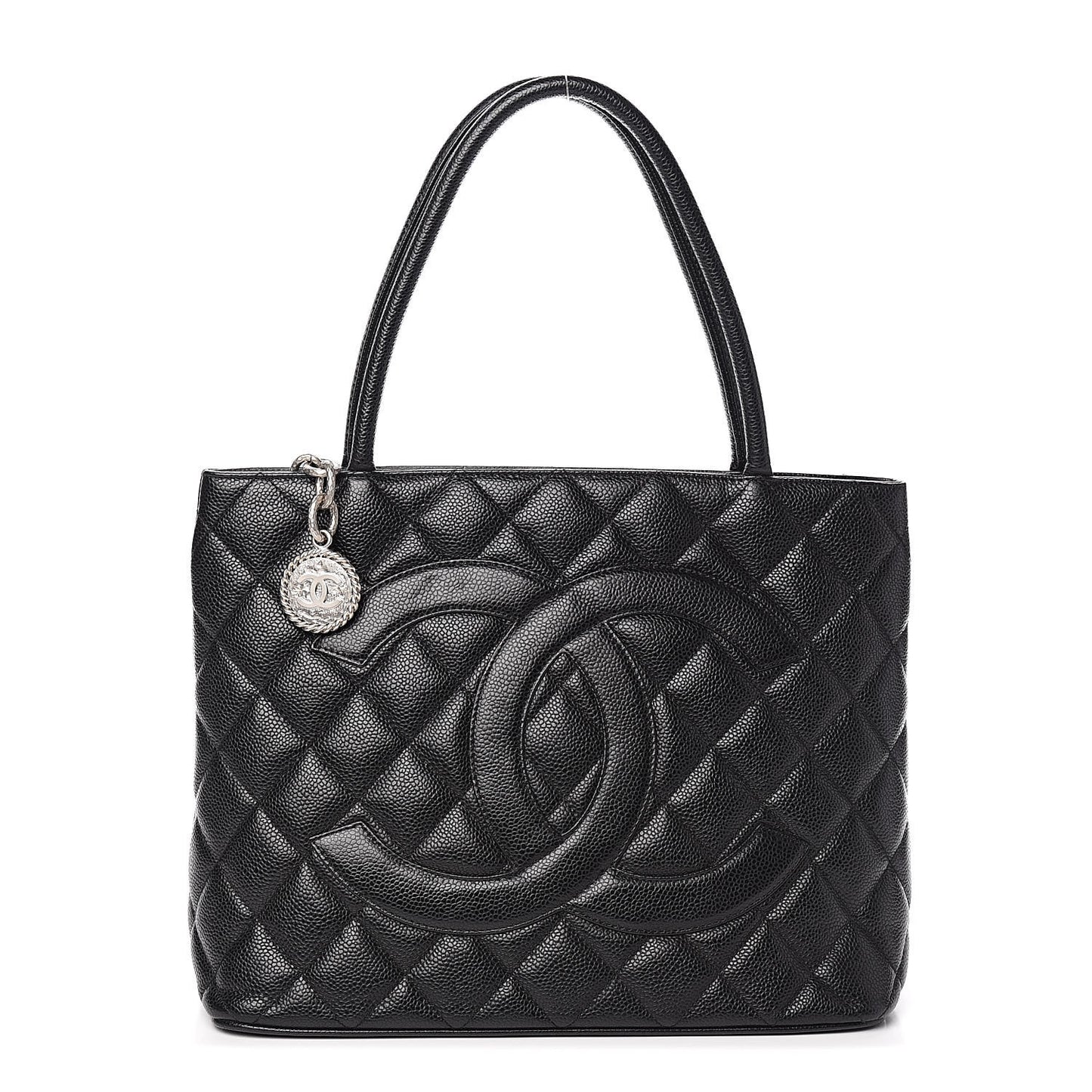 Caviar Quilted Medallion Tote Black
