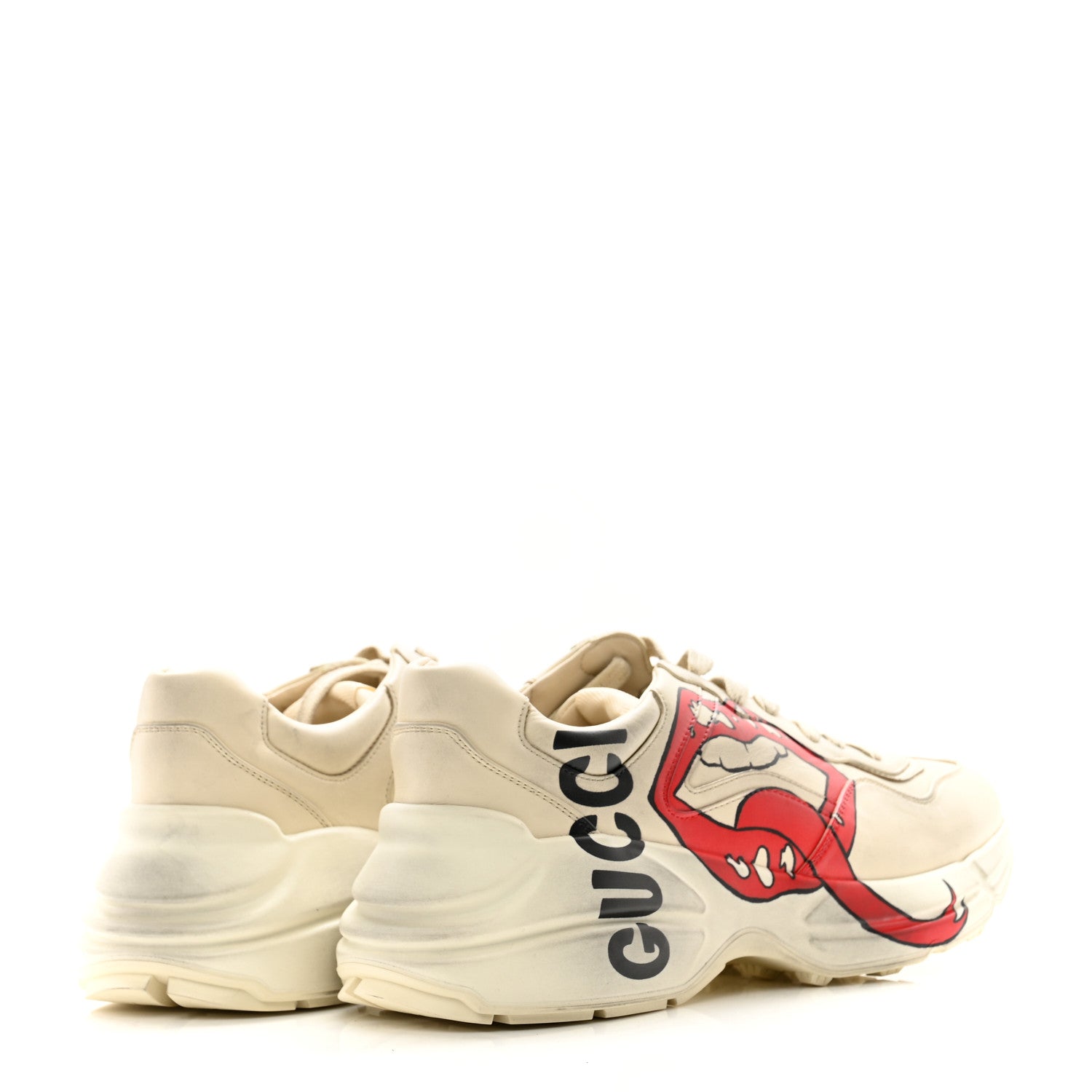 Gucci Calfskin Mouth Print Womens Rhyton Sneakers 40 Ivory 4 of 9