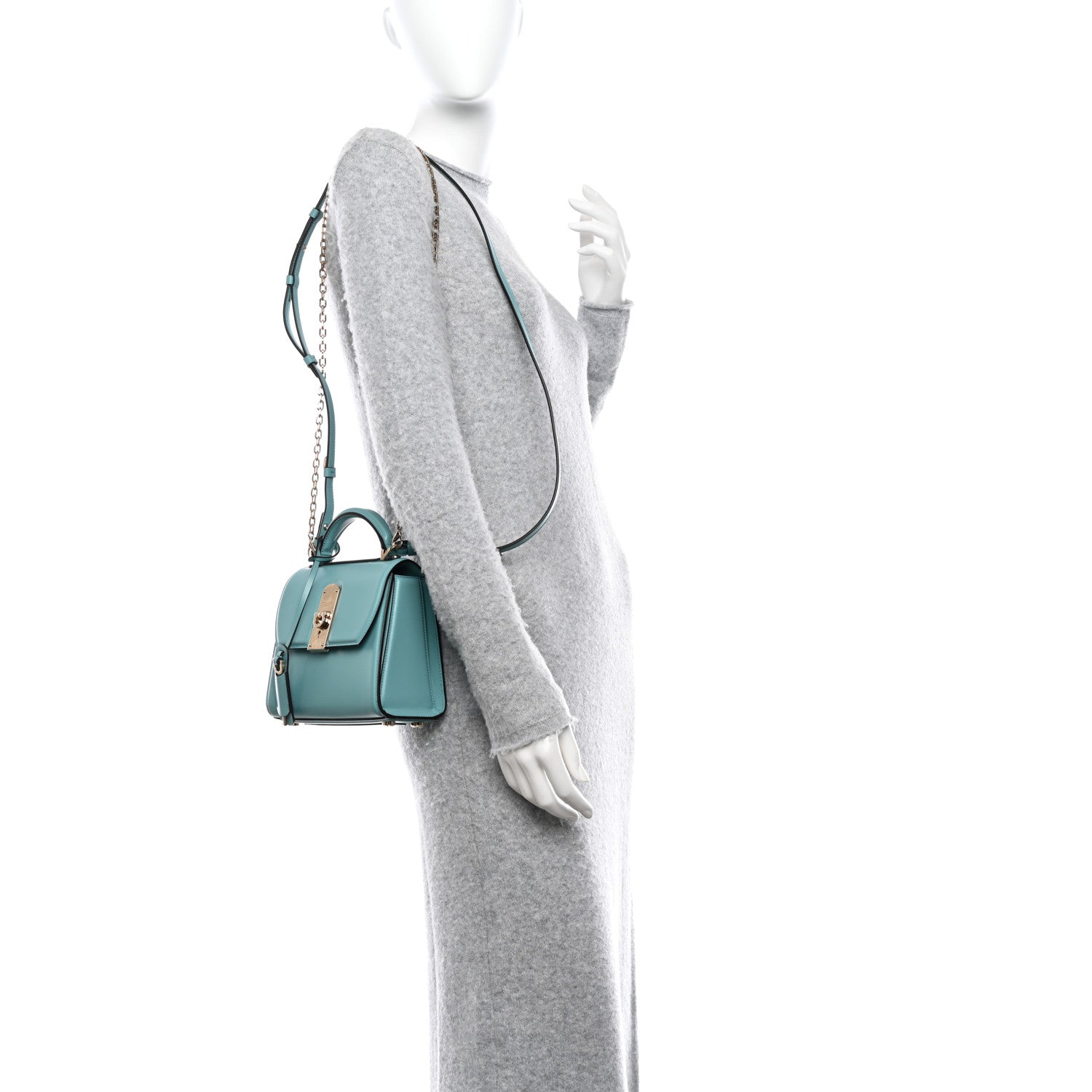 Salvatore Ferragamo Smooth Calfskin Mini Boxyz Tyrone Turquoise 2 of 9