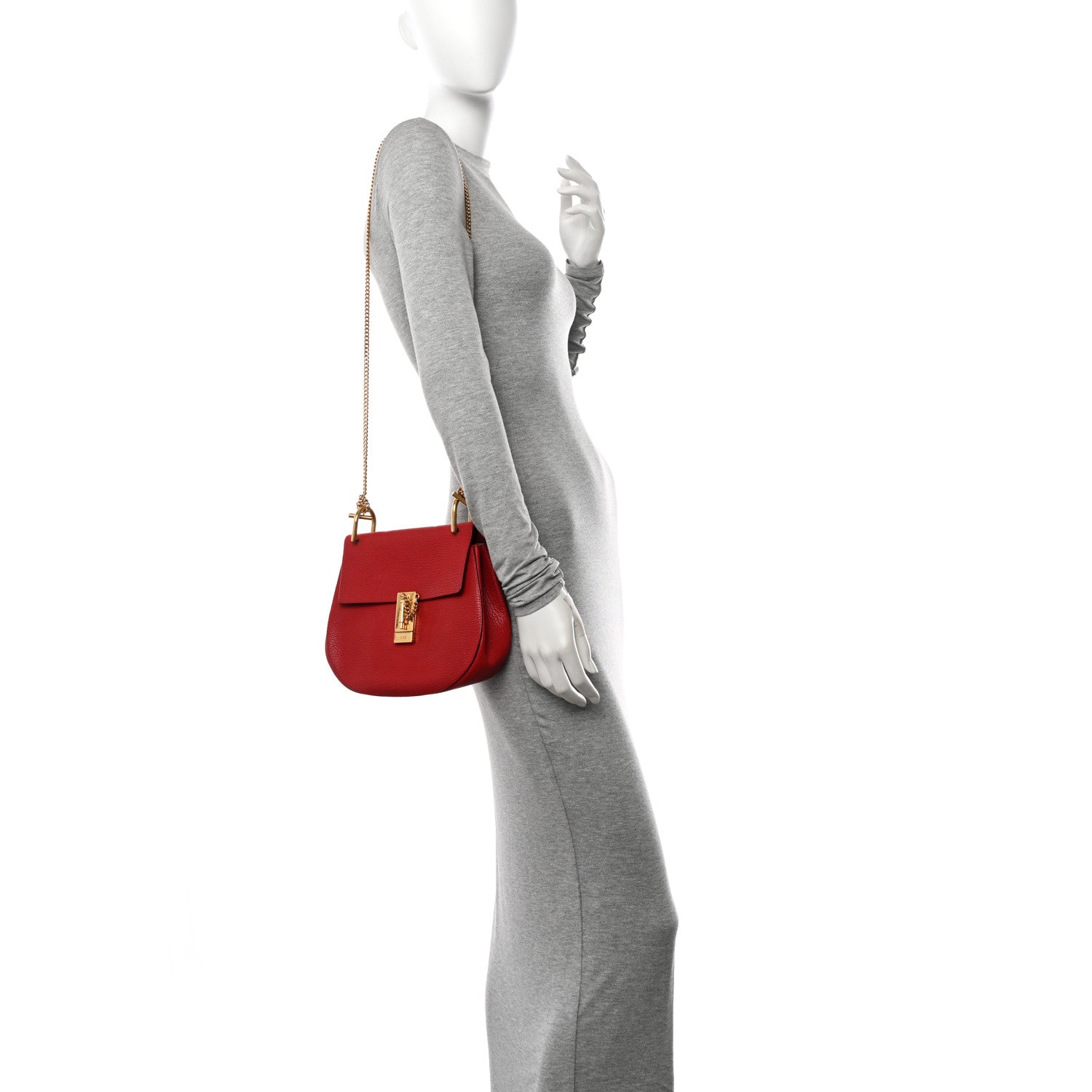 Chloe Grained Lambskin Drew Shoulder Bag Plaid Red 2 of 14
