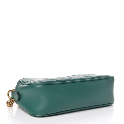 Gucci Calfskin Matelasse Small GG Marmont Chain Shoulder Bag Emerald Green 4 of 9