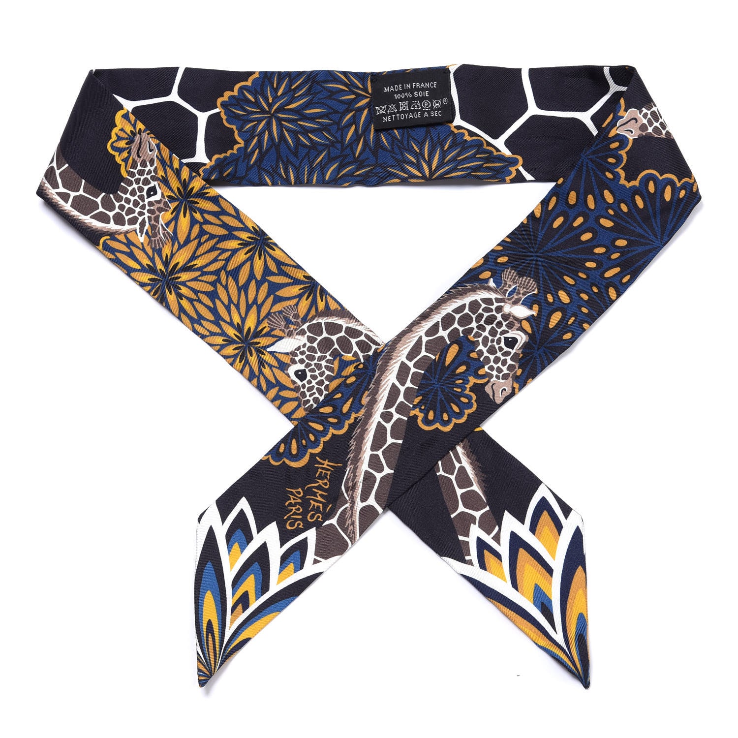 Hermes Silk Three Graces Twilly Black Gold Taupe 1 of 4