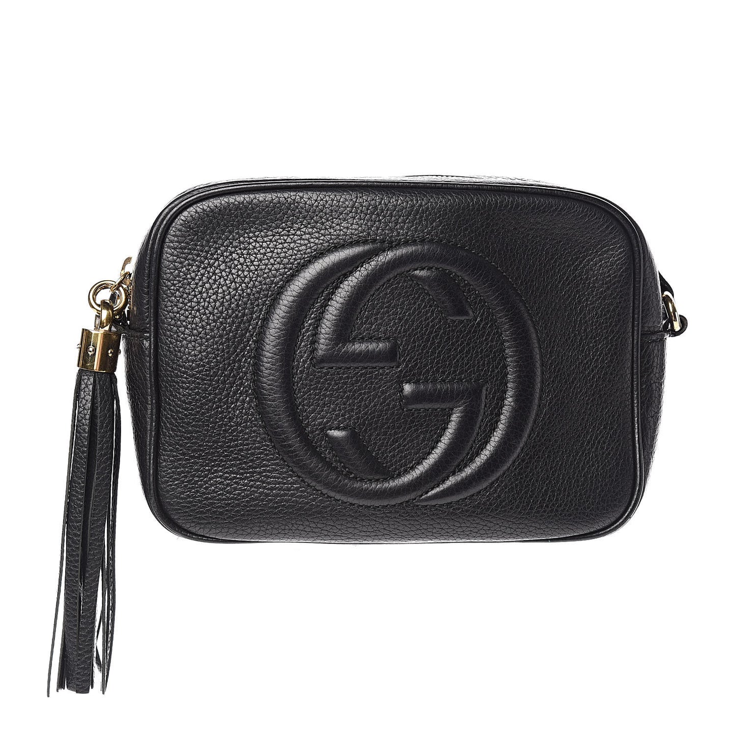 Pebbled Calfskin Small Soho Disco Bag Black