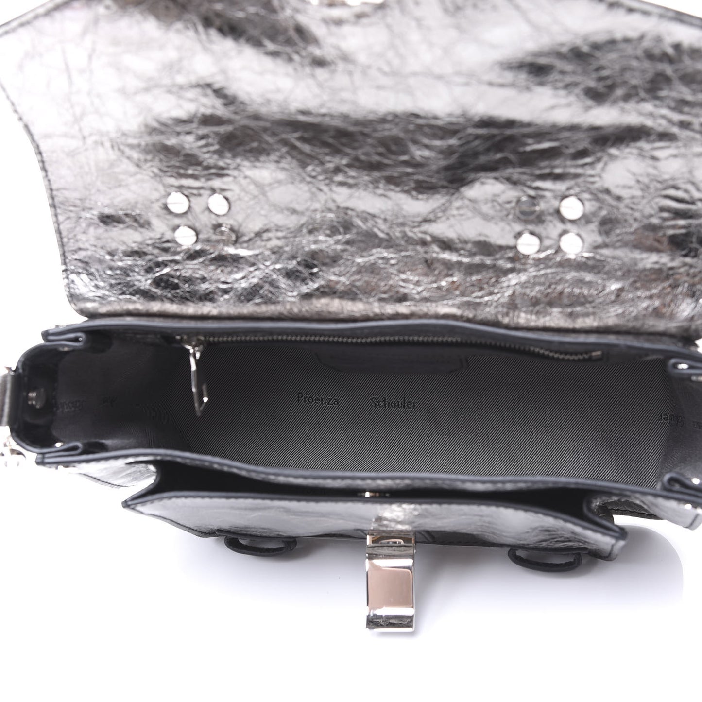 Metallic Lambskin Tiny PS1 Satchel Silver
