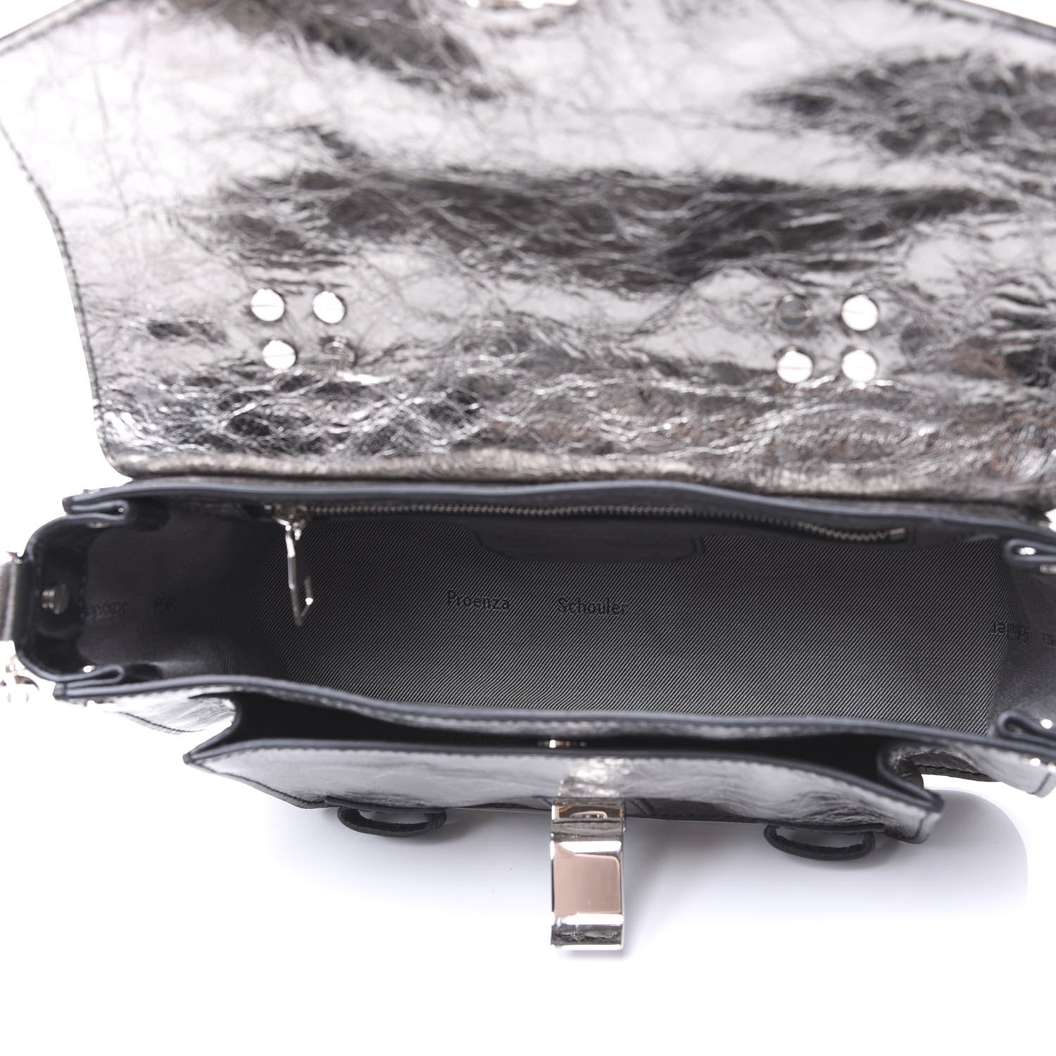 Proenza Schouler Metallic Lambskin Tiny PS1 Satchel Silver 4 of 9
