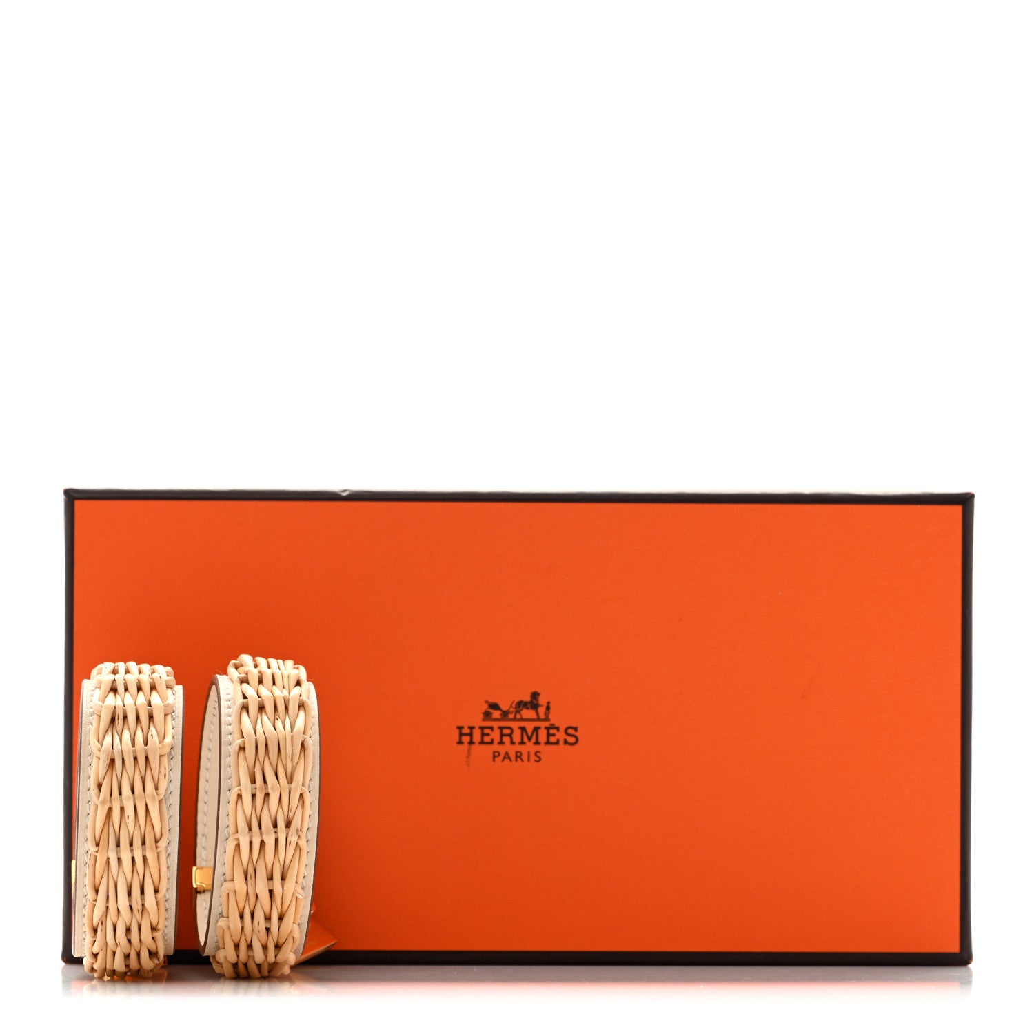 Hermes Wicker Swift Medor Picnic Earrings GM Nata 6 of 6
