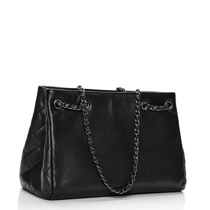 Chanel Metallic Grained Calfskin Woven Chain Shopping Bag Black 3 of 7