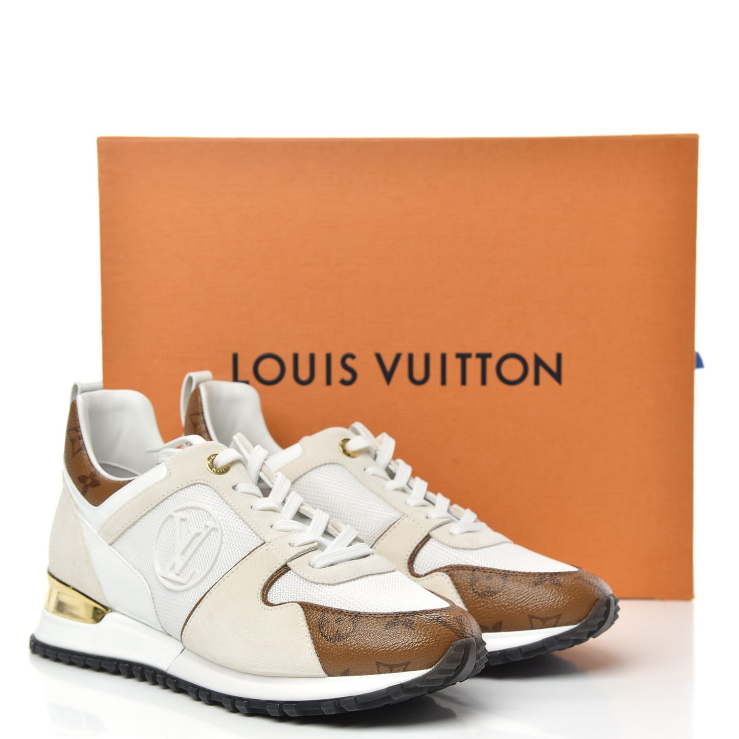 Calfskin Monogram Run Away Sneakers 39.5 White