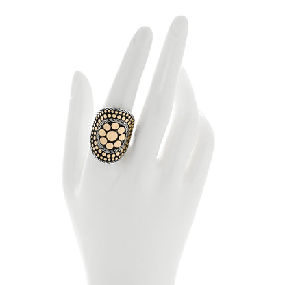 John Hardy Sterling Silver 18K Yellow Gold Jaisalmer Dot Curved Oval Ring 58 8.5 2 of 4