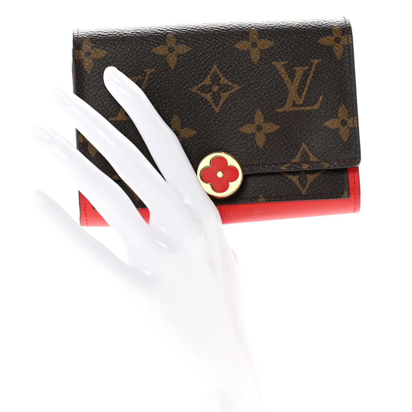 Monogram Flore Compact Wallet Coquelicot