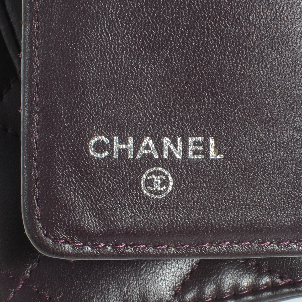 Lambskin Quilted Yen Wallet Plum