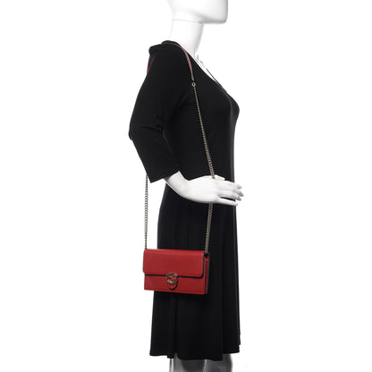 Gucci Dollar Calfskin Interlocking G Chain Wallet Red 2 of 10