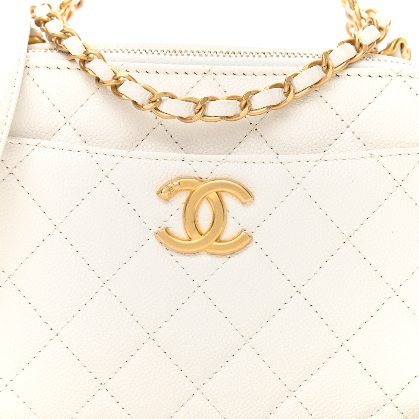 Caviar Quilted Small Pick Me Up Vanity Case White