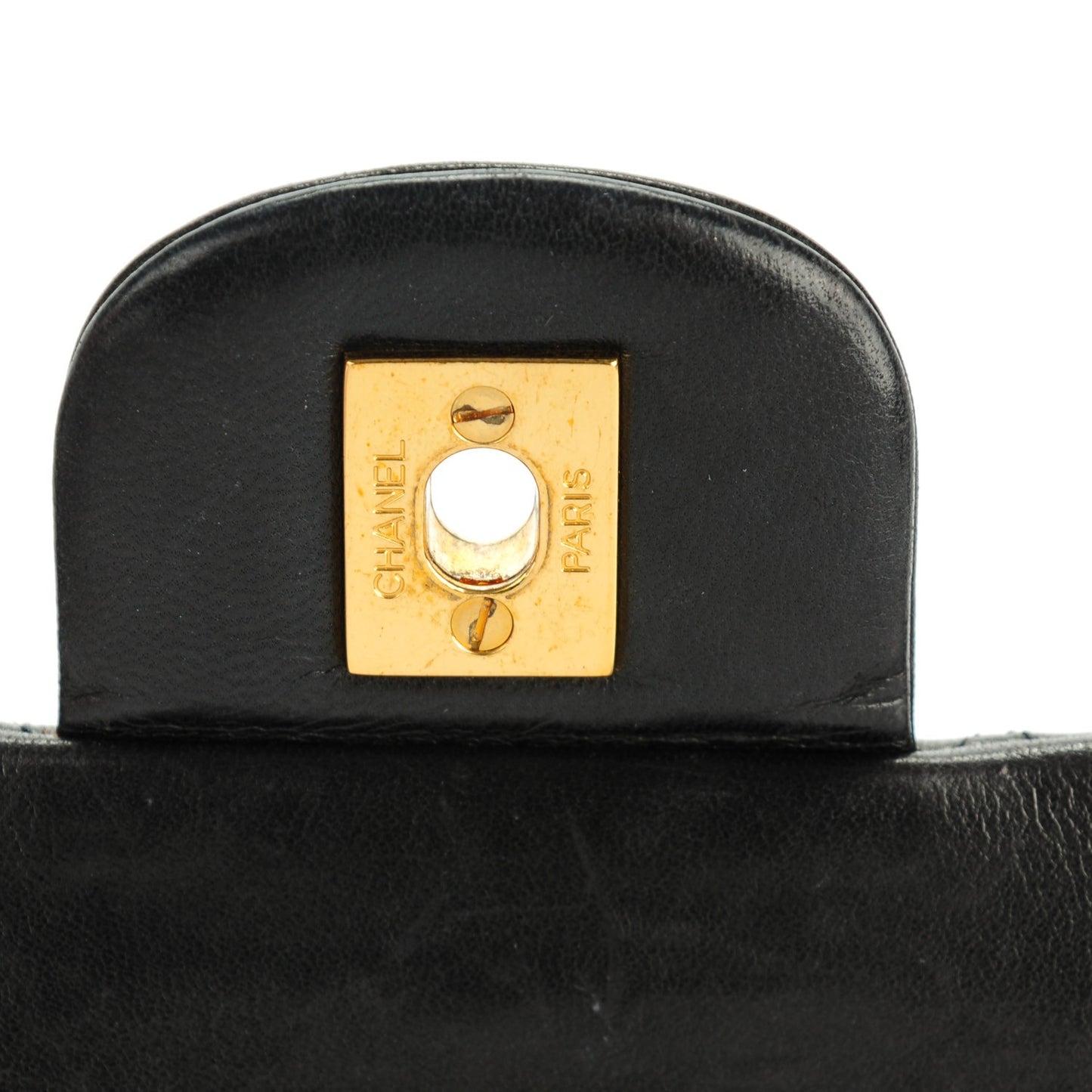 Lambskin Quilted Medium Double Flap Black
