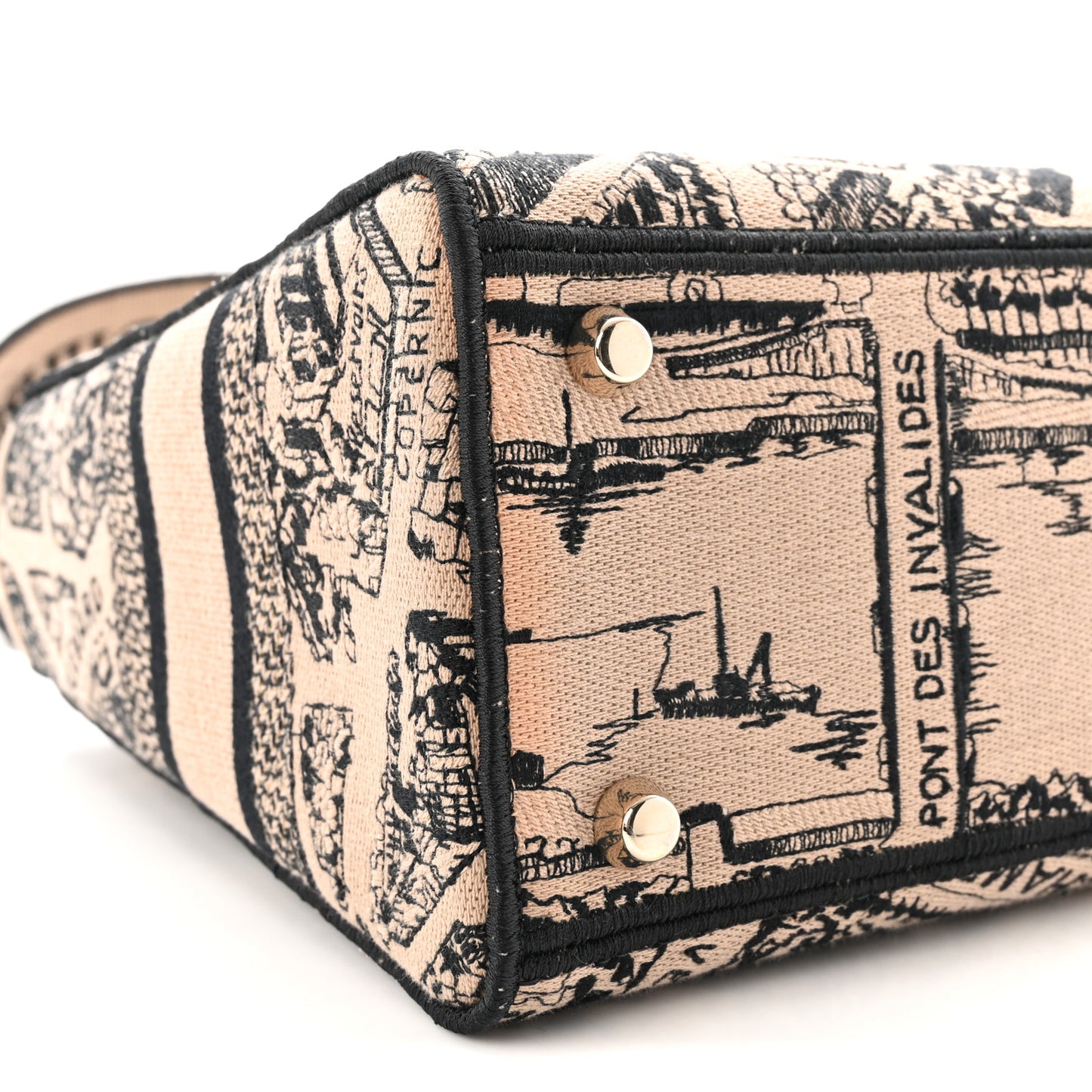 Canvas Embroidered Medium Plan de Paris Lady D-Lite Beige Black