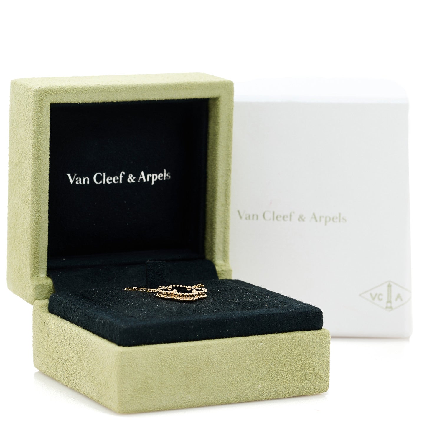 Van Cleef & Arpels 18K Yellow Gold Black Onyx Vintage Alhambra Pendant Necklace 6 of 6