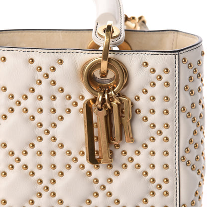 Christian Dior Calfskin Cannage Studded Supple Lady Dior White 9 of 10