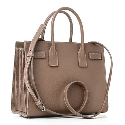 Saint Laurent Grained Calfskin Topstich Baby Sac De Jour Taupe 3 of 9