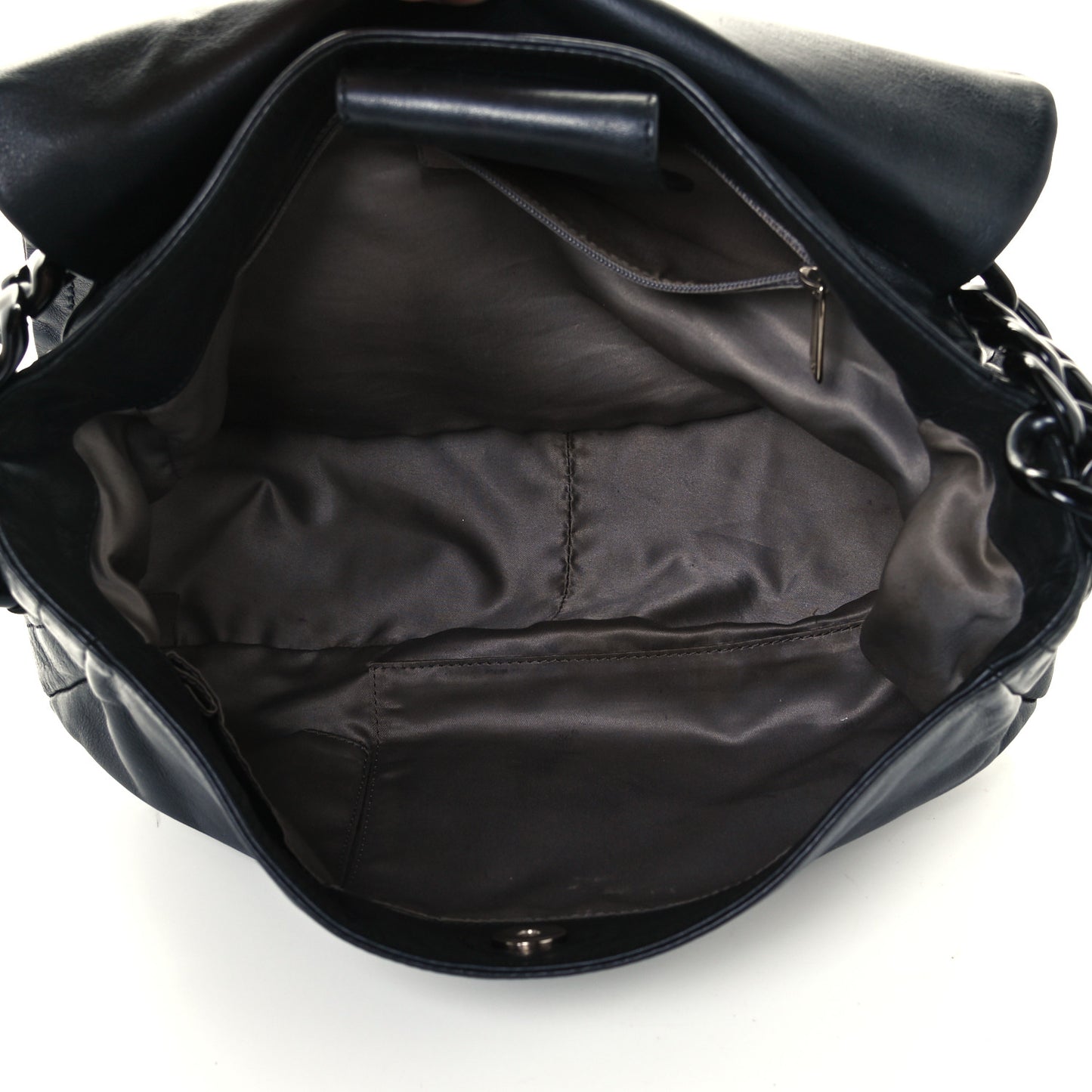 Calfskin Modern Chain Hobo Flap Black