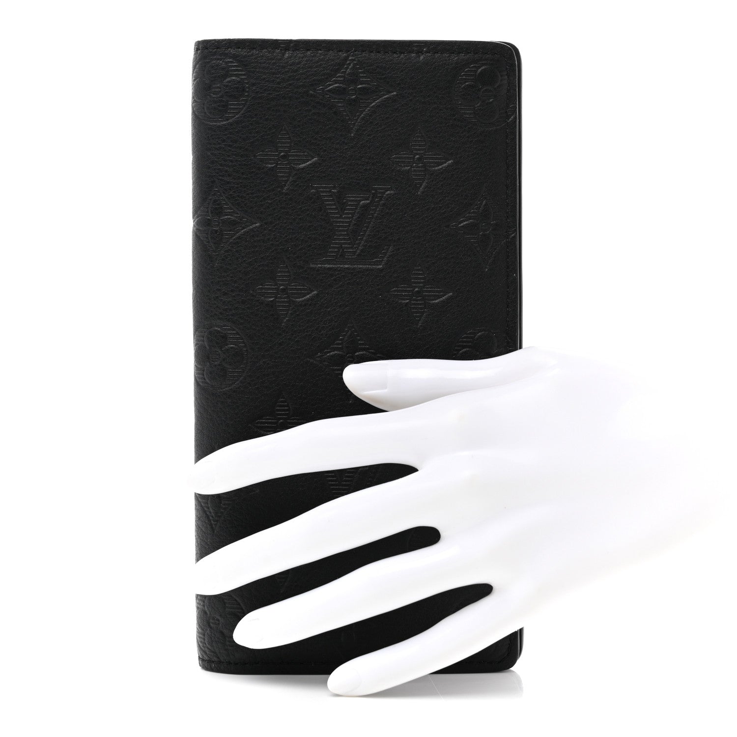 Louis Vuitton Calfskin Monogram Shadow Brazza Wallet Black 2 of 8