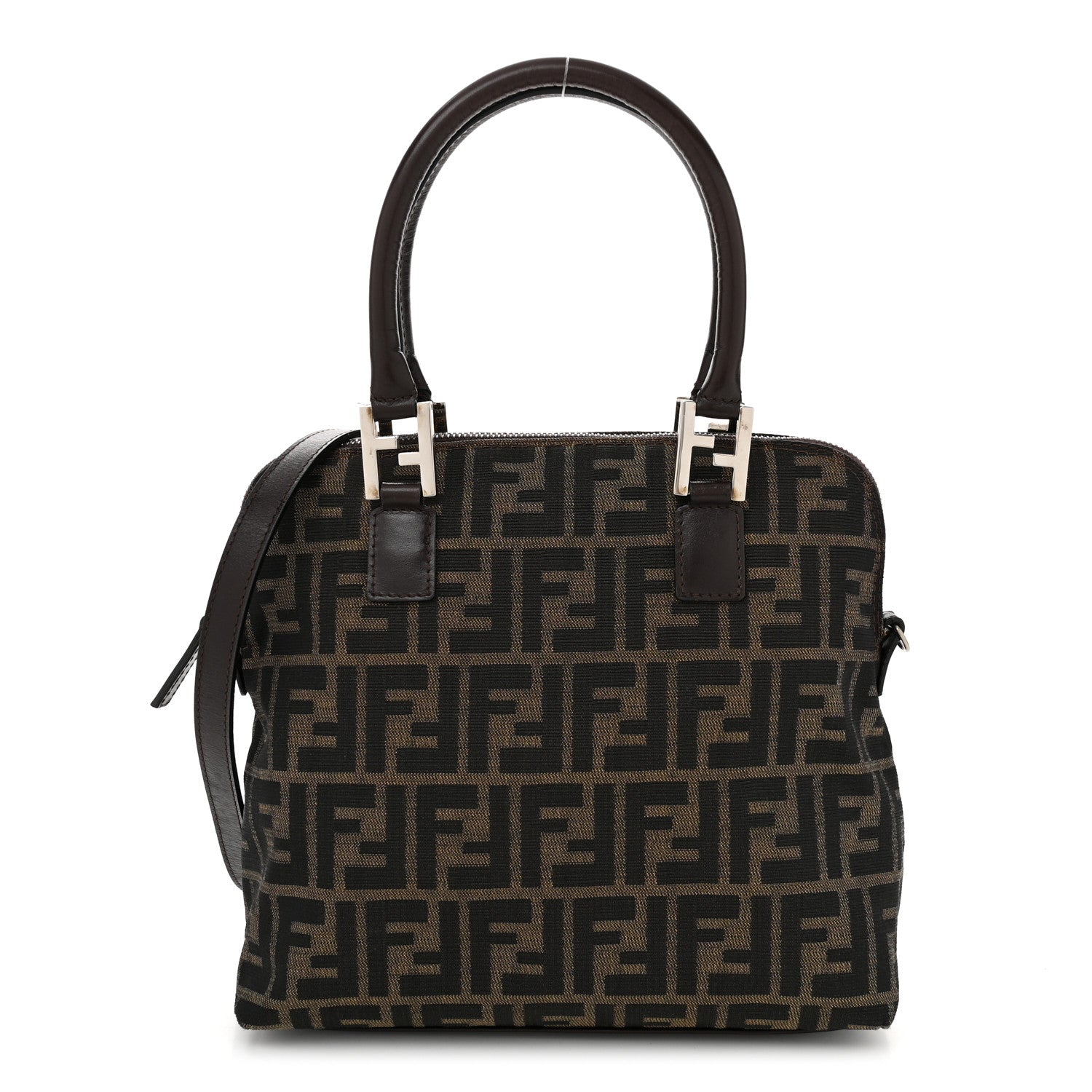 Fendi Zucca Top Handle Shoulder Bag Tote Tobacco 1 of 10