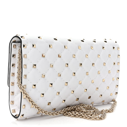 Valentino Garavani Nappa Rockstud Spike Wallet On Chain Optic White 3 of 10
